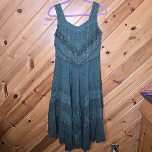 Holy Clothing Renaissance Cosplay Bodice Maxi Overdress Green M